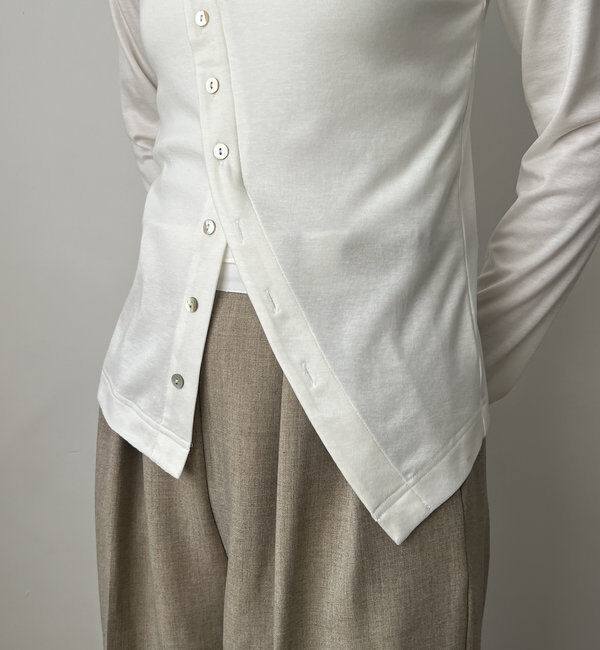  「アシメボタンカーデ風ロンT」|Tシャツ・カットソー|