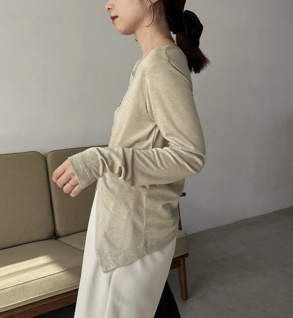  「アシメボタンカーデ風ロンT」|Tシャツ・カットソー|