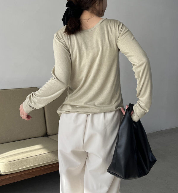  「アシメボタンカーデ風ロンT」|Tシャツ・カットソー|