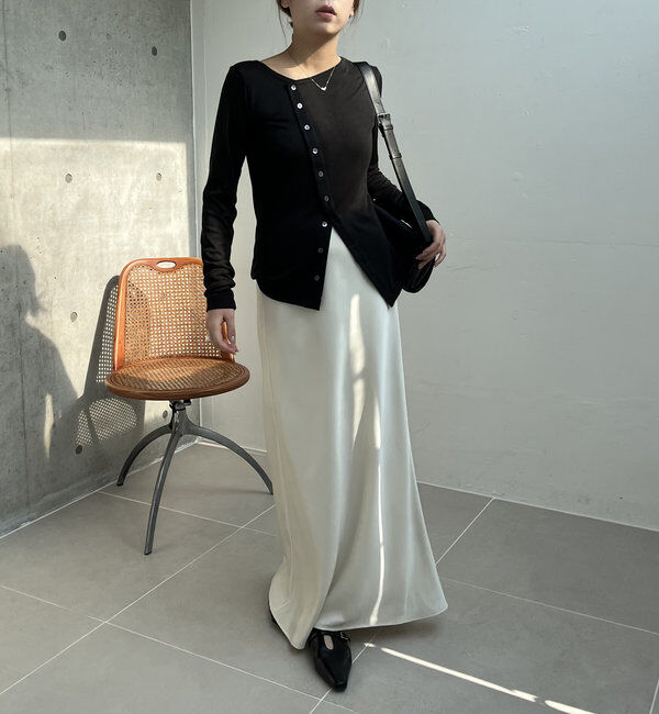  「アシメボタンカーデ風ロンT」|Tシャツ・カットソー|