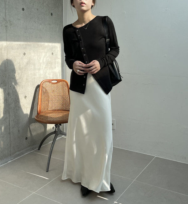  「アシメボタンカーデ風ロンT」|Tシャツ・カットソー|