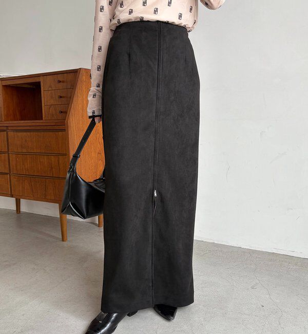  「スエードジップスカート」|スカート|ブラック
