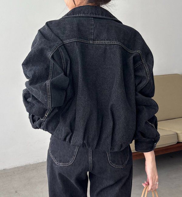  「【サイズ展開あり】ラウンドデニムブルゾン」|ブルゾン・スタジャン|