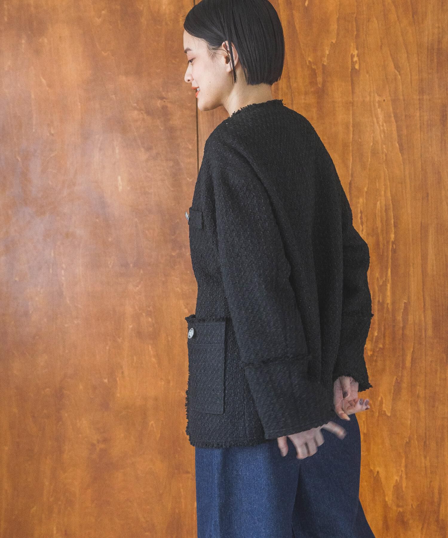 A part by 「ツイードノーカラージャケット」|ノーカラージャケット|