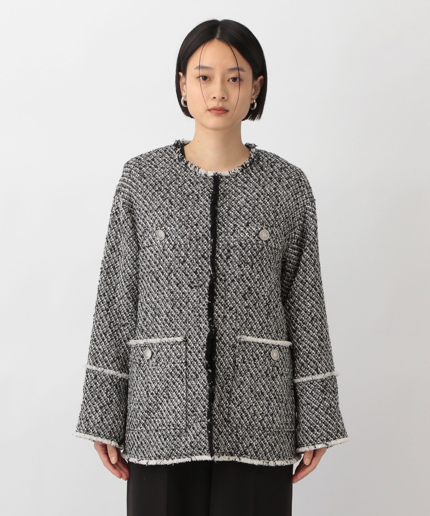 A part by 「ツイードノーカラージャケット」|ノーカラージャケット|