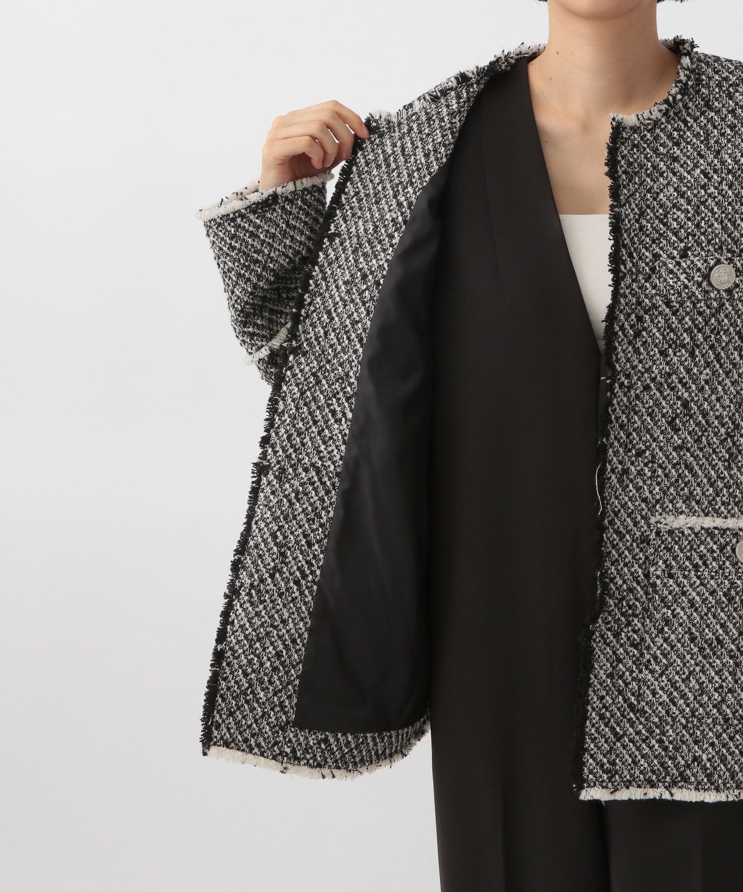 A part by 「ツイードノーカラージャケット」|ノーカラージャケット|