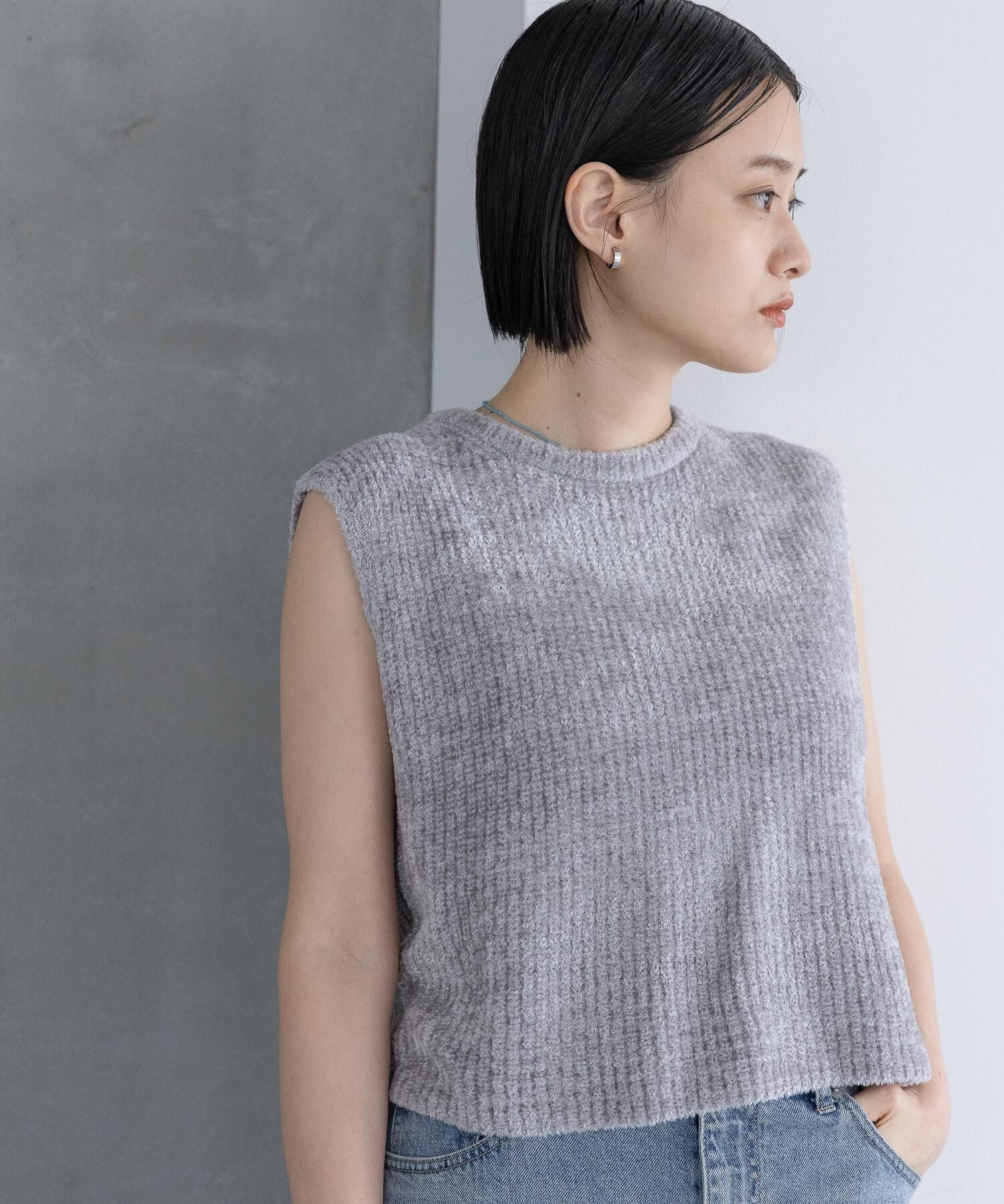 A part by 「フェザーノースリーブニット」|ニット・セーター|ライトグレー