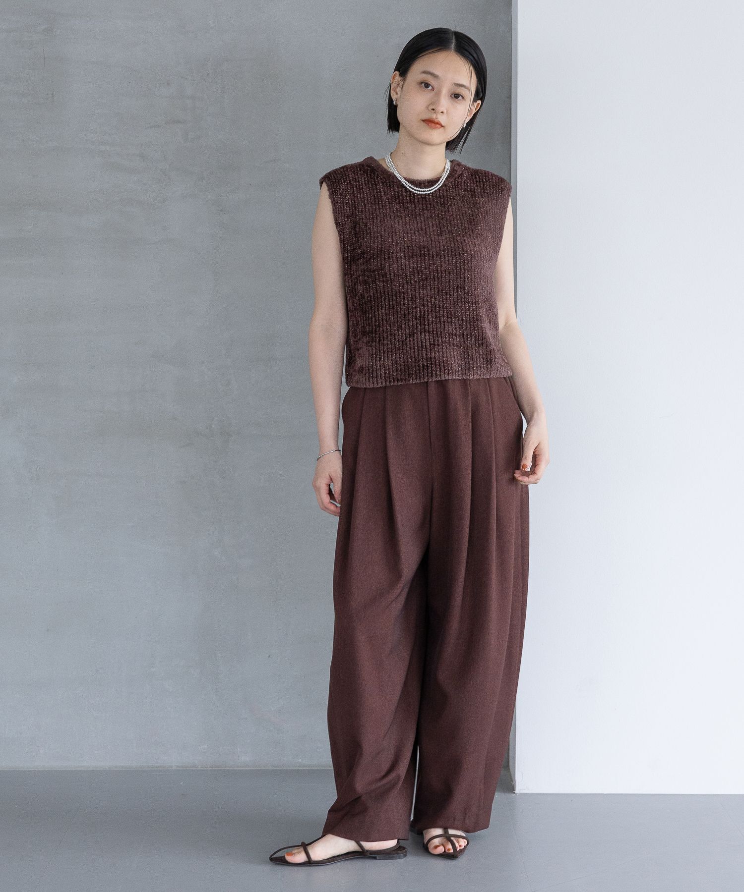 A part by 「フェザーノースリーブニット」|ニット・セーター|ブラウン