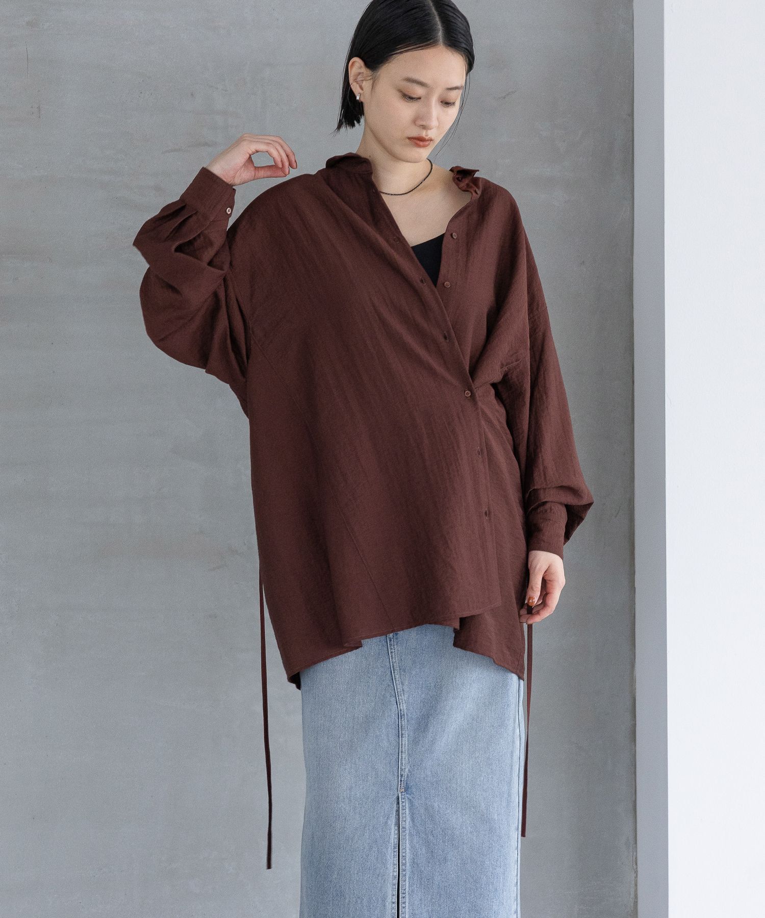 A part by 「カシュクールシャツ」|シャツ・ブラウス|ブラウン