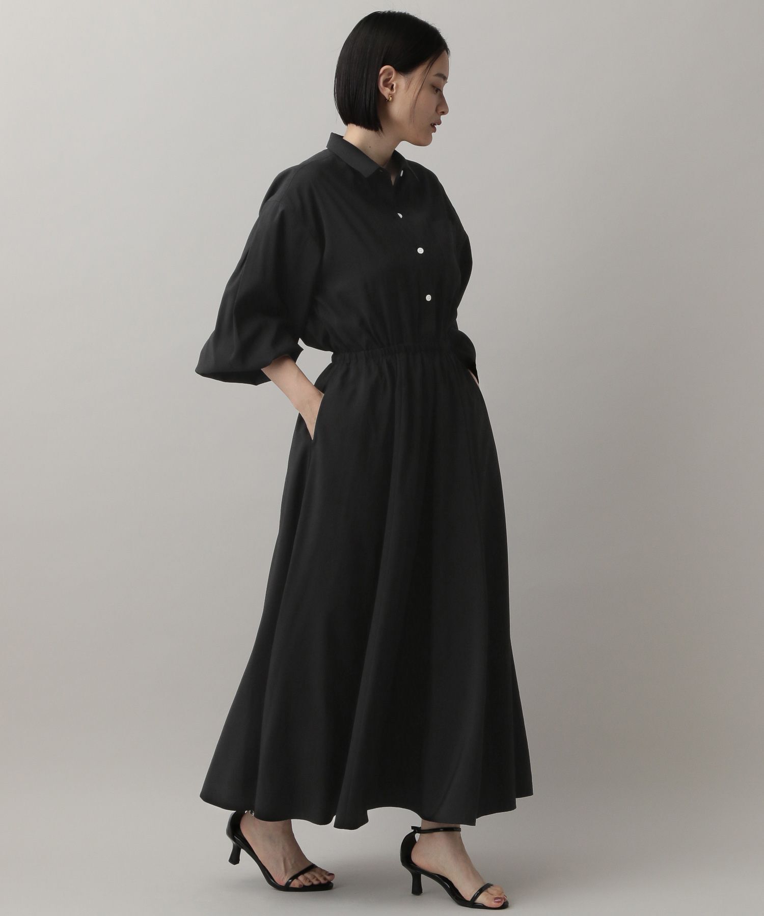 A part by 「ドロストシャツワンピース」|ワンピース|ブラック