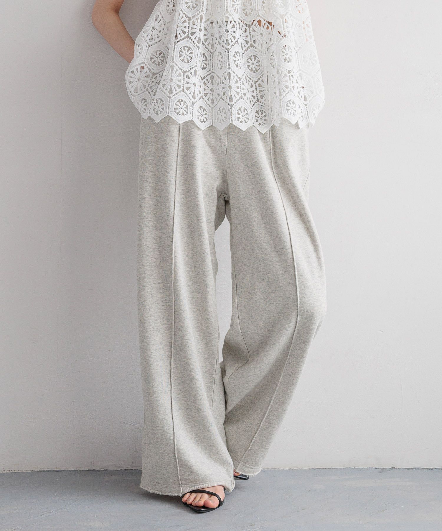 LOWRYS FARM「スウェットワイドパンツ」|チノ|GRY5