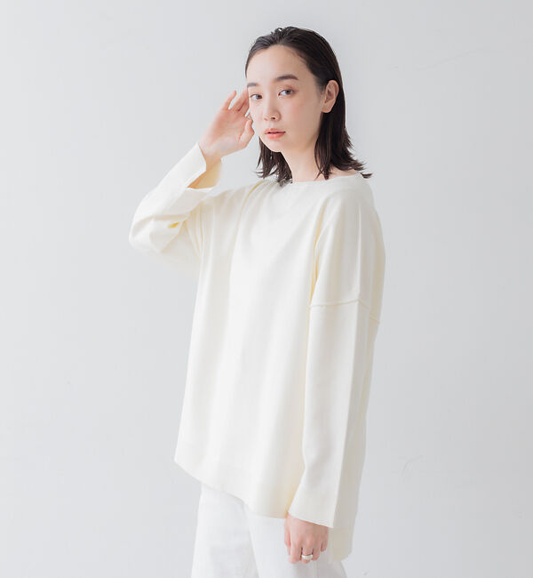 collex「ストレッチドロップショルダープルオーバー」|ニット・セーター|ホワイト