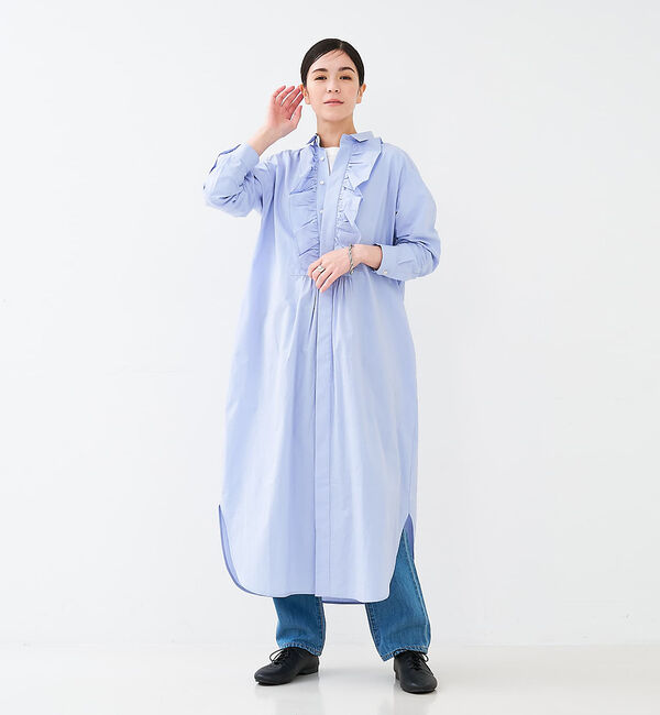 collex「フロトフリルシャツワンピース」|ワンピース|サックスブルー