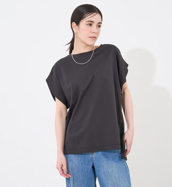 collex「【接触冷感・UVカット】コンパクトクールフレンチスリーブチュニック」|Tシャツ・カットソー|チャコールグレー
