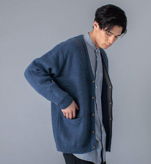 ABAHOUSE「モヘア 混 ダイヤ 柄 ジャガード カーディガン」|カーディガン|ブルーグレー