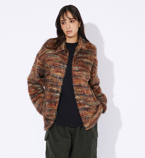 ABAHOUSE「【Revo.】モヘアライクシャツジャケット/ニットジャケット」|カーディガン|オレンジ系その他1