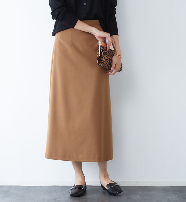 Rouge vif「ウール混セミフレアスカート」|スカート|ベージュ