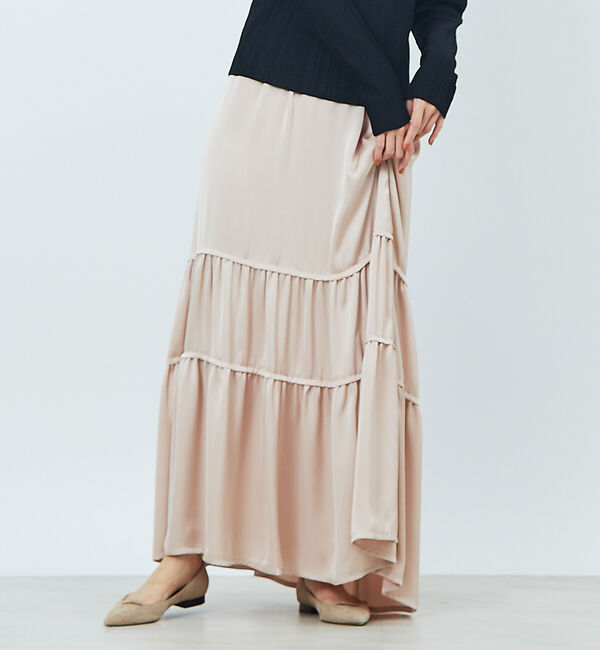 Rouge vif「切り替えギャザースカート」|スカート|ベージュ