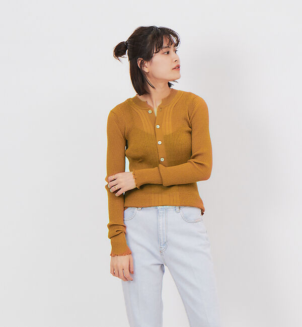 Rouge vif「【CURRENTAGE】ヘンリーネックリブニット」|ニット・セーター|