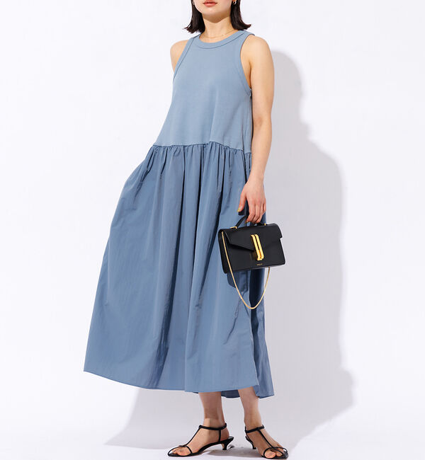 Rouge vif「【一部店舗限定】ウエストギャザー切替 アメスリ マキシワンピース」|ワンピース|ブルー