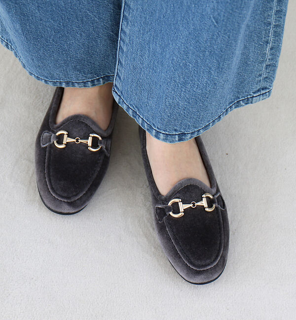 Rouge vif「【ALBEROLA / アルベローラ】ベロア ビットローファー / フラットシュ」|ローファー|