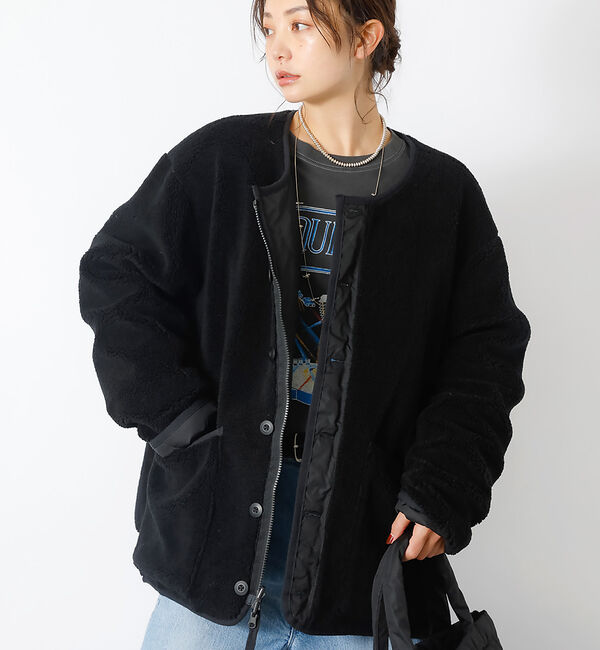 Rouge vif「【TAION / タイオン】ミリタリー リバーシブル クルーネック ダウンジャケ」|ダウン|ブラック