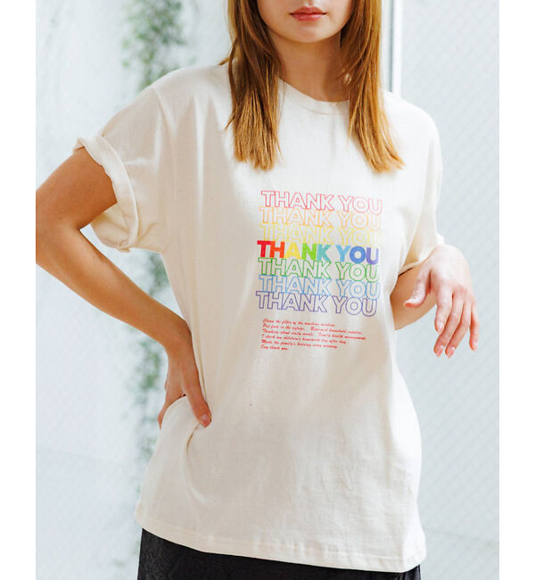 Rouge vif「【Le Melange/ル・メランジュ】カラフルロゴTシャツ/#8541001T」|Tシャツ・カットソー|アイボリー
