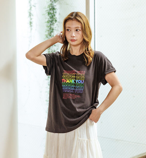 Rouge vif「【Le Melange/ル・メランジュ】カラフルロゴTシャツ/#8541001T」|Tシャツ・カットソー|