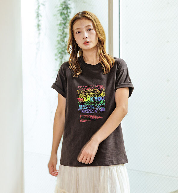 Rouge vif「【Le Melange/ル・メランジュ】カラフルロゴTシャツ/#8541001T」|Tシャツ・カットソー|