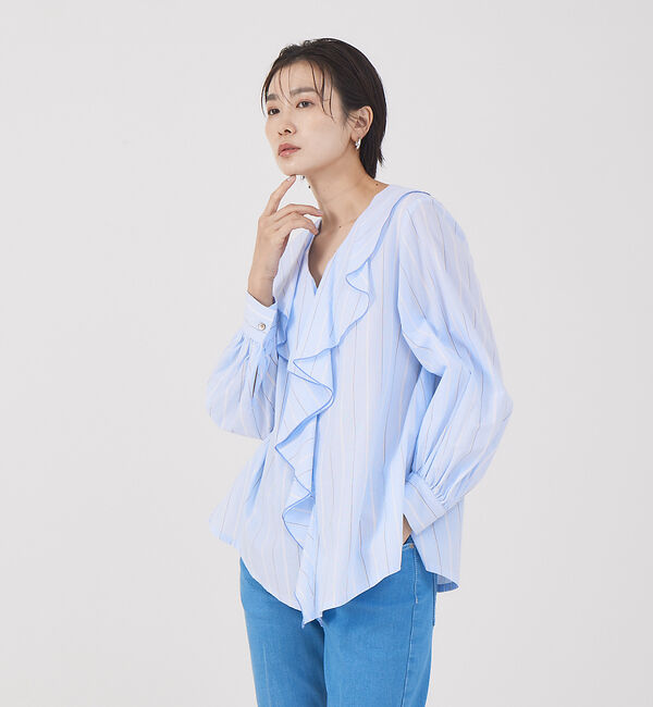qualite「フリルカラーブラウス」|シャツ・ブラウス|