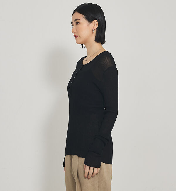 qualite「ヘンリーネックシアーリブニット」|Tシャツ・カットソー|