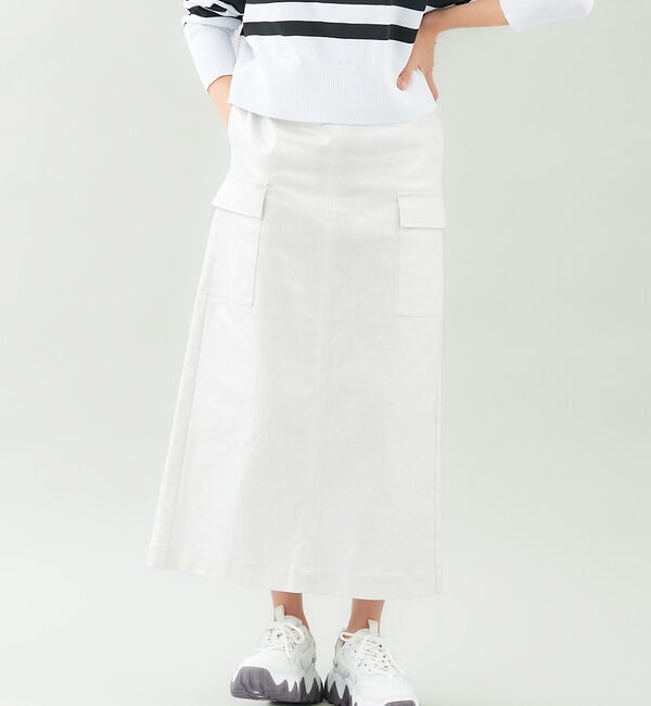 abahouse mavie「箔&綿ストレッチカーゴスカート」|スカート|シルバー
