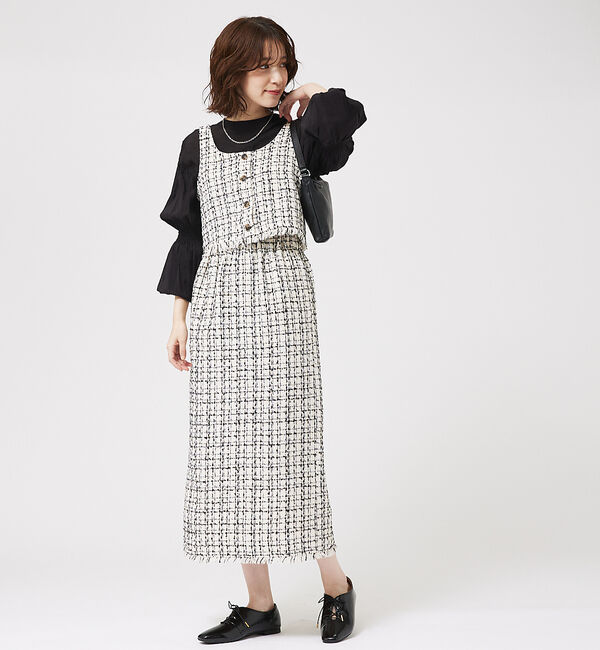 abahouse mavie「【セットアップ対応】ツィードタイトスカート」|スカート|