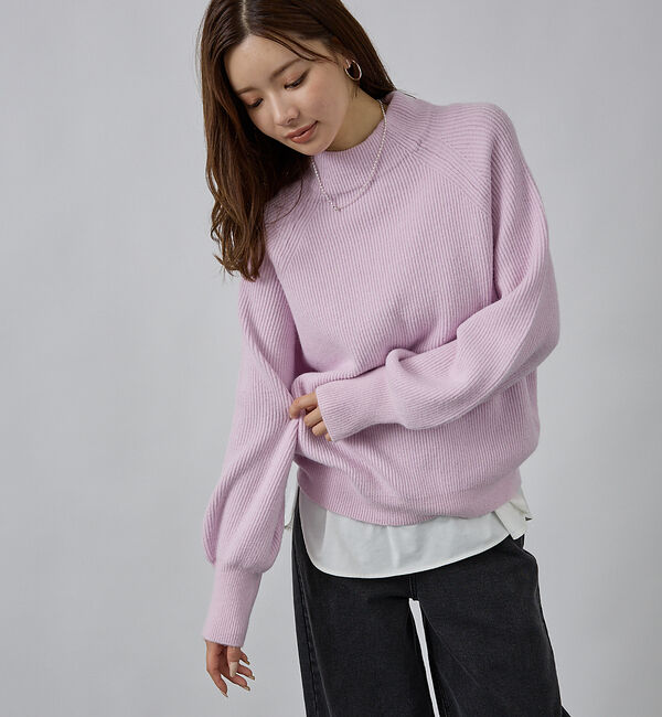 abahouse mavie「片畦モックネックプルオーバー」|ニット・セーター|