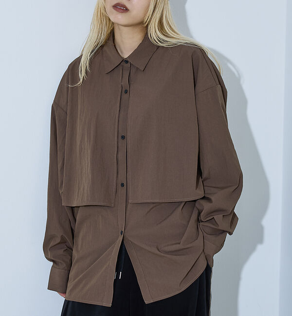 NOMINE「【ユニセックス】ロングヨーク オーバーサイズ シャツ」|シャツ・ブラウス|ブラウン