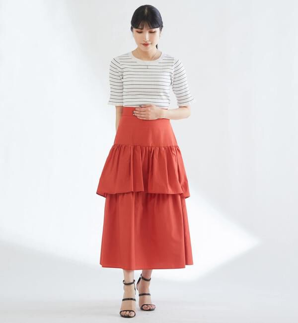 TIARA「バックロングティアードスカート」|スカート|オレンジ