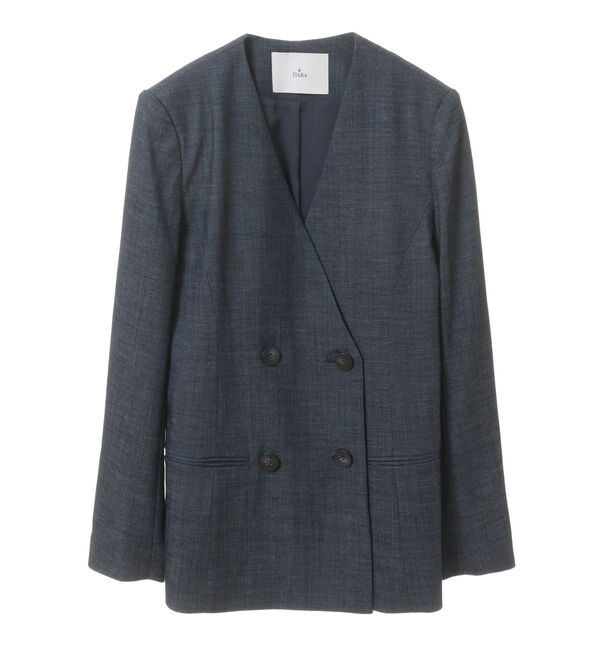 TIARA「ダブルボタンジャケット」|ノーカラージャケット|