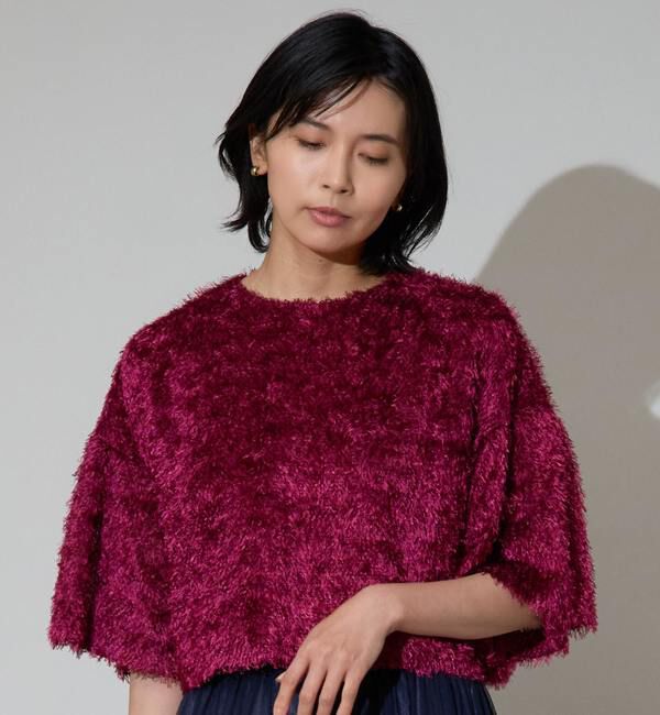 TIARA「シャギーTブラウス」|シャツ・ブラウス|ワイン