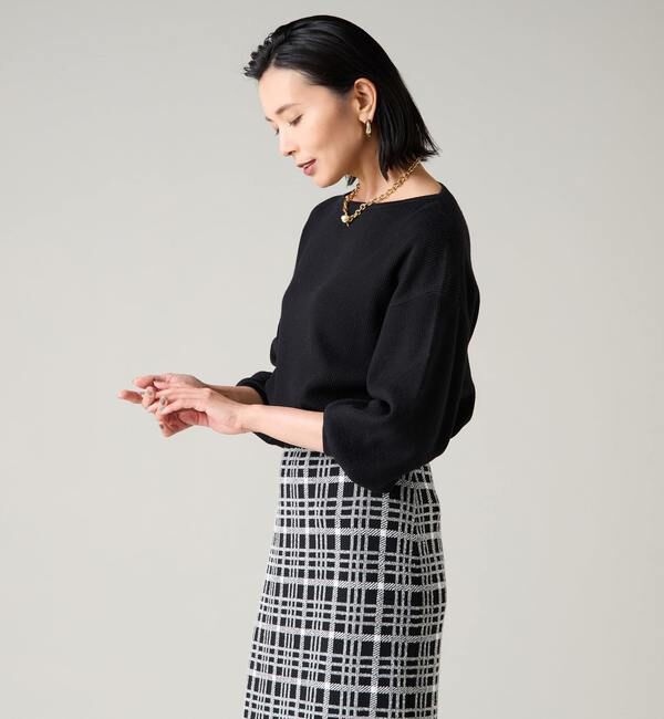 TIARA「リラックスリブニット」|ニット・セーター|ブラック