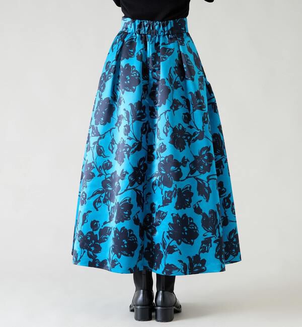 TIARA「シルエットフラワープリントサイドギャザーフレアスカート」|スカート|