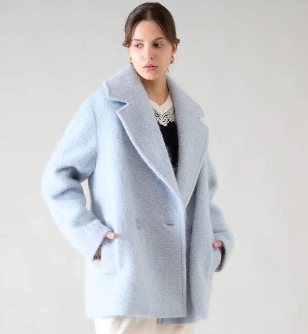 TIARA「モヘアダブルオーバーコート」|その他|サックス
