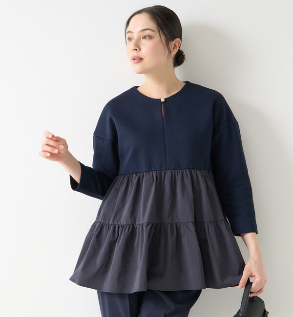 TIARA「コンビティアードトップス」|Tシャツ・カットソー|ネイビー