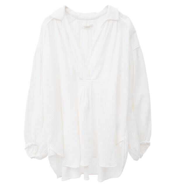 TIARA「【ne Quittez pas/ヌキテパ】スキッパーブラウス（010142GF5）」|シャツ・ブラウス|ホワイト