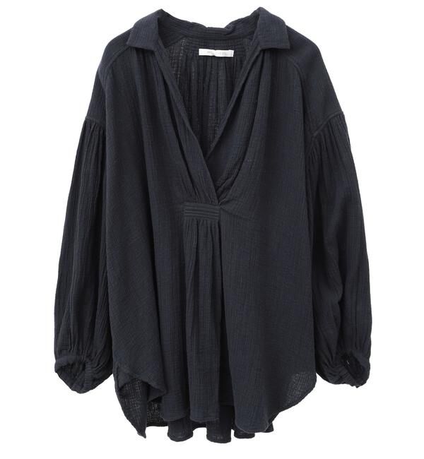 TIARA「【ne Quittez pas/ヌキテパ】スキッパーブラウス（010142GF5）」|シャツ・ブラウス|ブラック