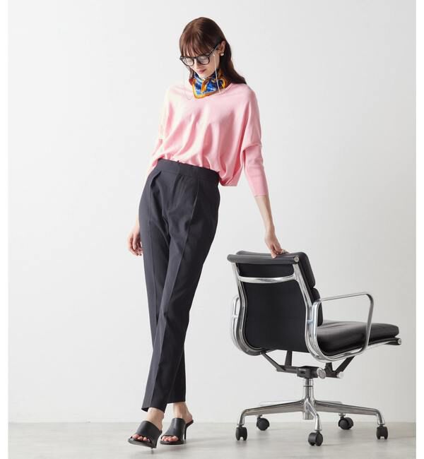 Liesse「麻混タック細パンツ（セットアップ対応可）」|その他|ブラック