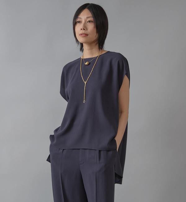 Liesse「ケープ風ブラウス」|シャツ・ブラウス|ネイビー