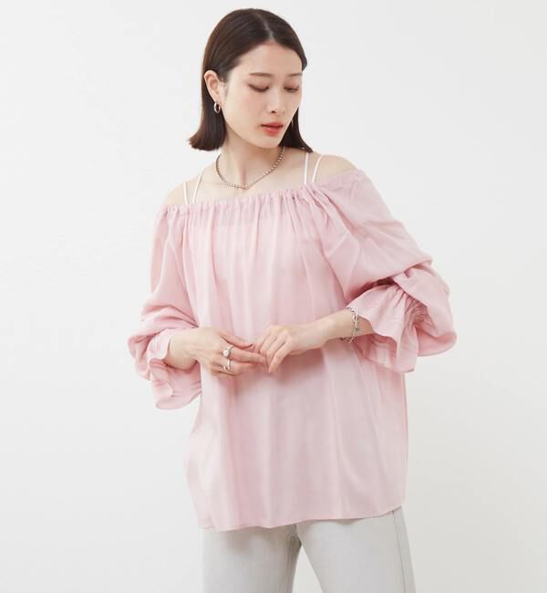 SOFFITTO「シアーギャザーブラウス」|シャツ・ブラウス|ピンク