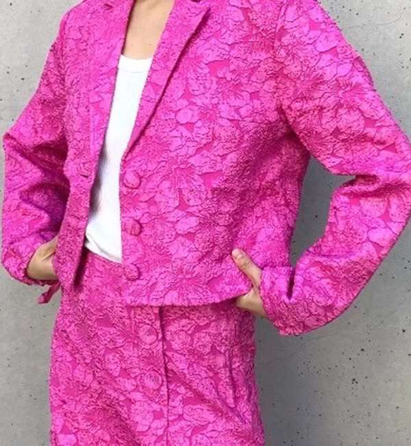 A_「【BAUM UND PFERDGARTEN/バウムウンドヘルガーテン】フラワージャカードショートジャケット」|テーラードジャケット|ピンク