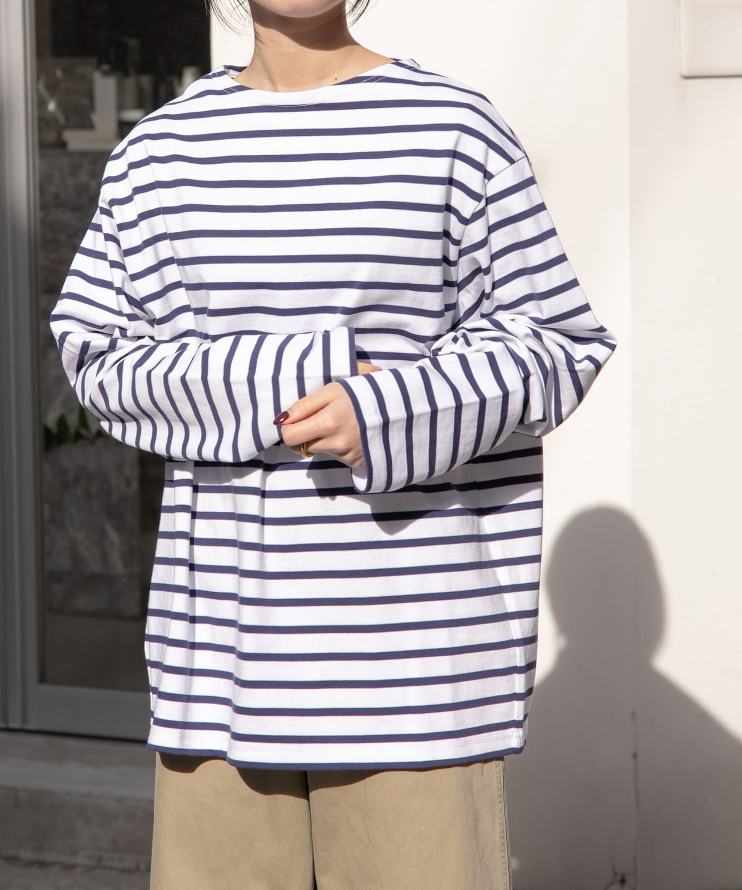 URBAN RESEARCH DOORS「『ユニセックス』FORK&SPOON　ボートネックボーダー」|Tシャツ・カットソー|