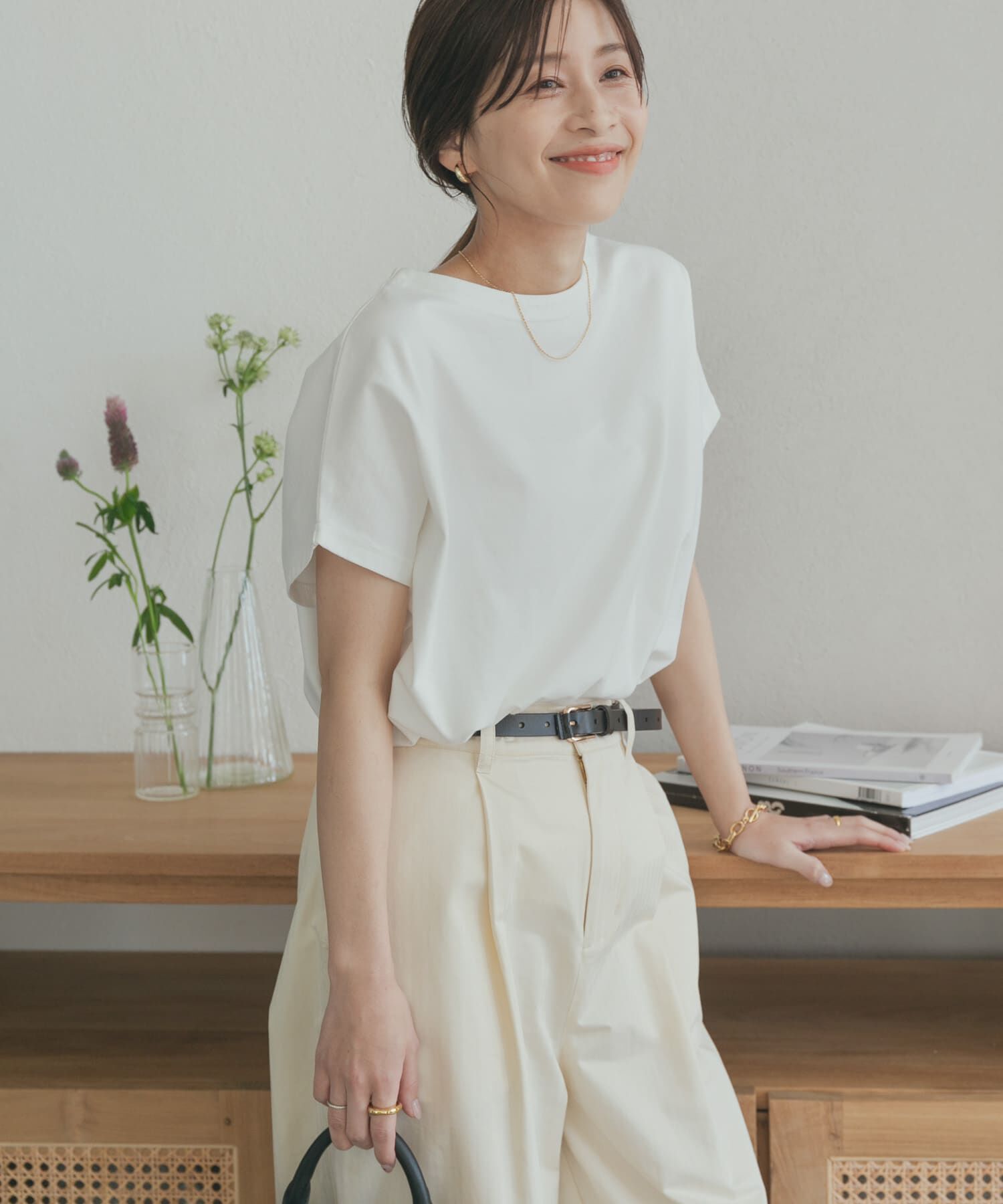 URBAN RESEARCH DOORS「『UR TECH ひやサラクール』ドライコットンボートネックプルオーバー」|Tシャツ・カットソー|